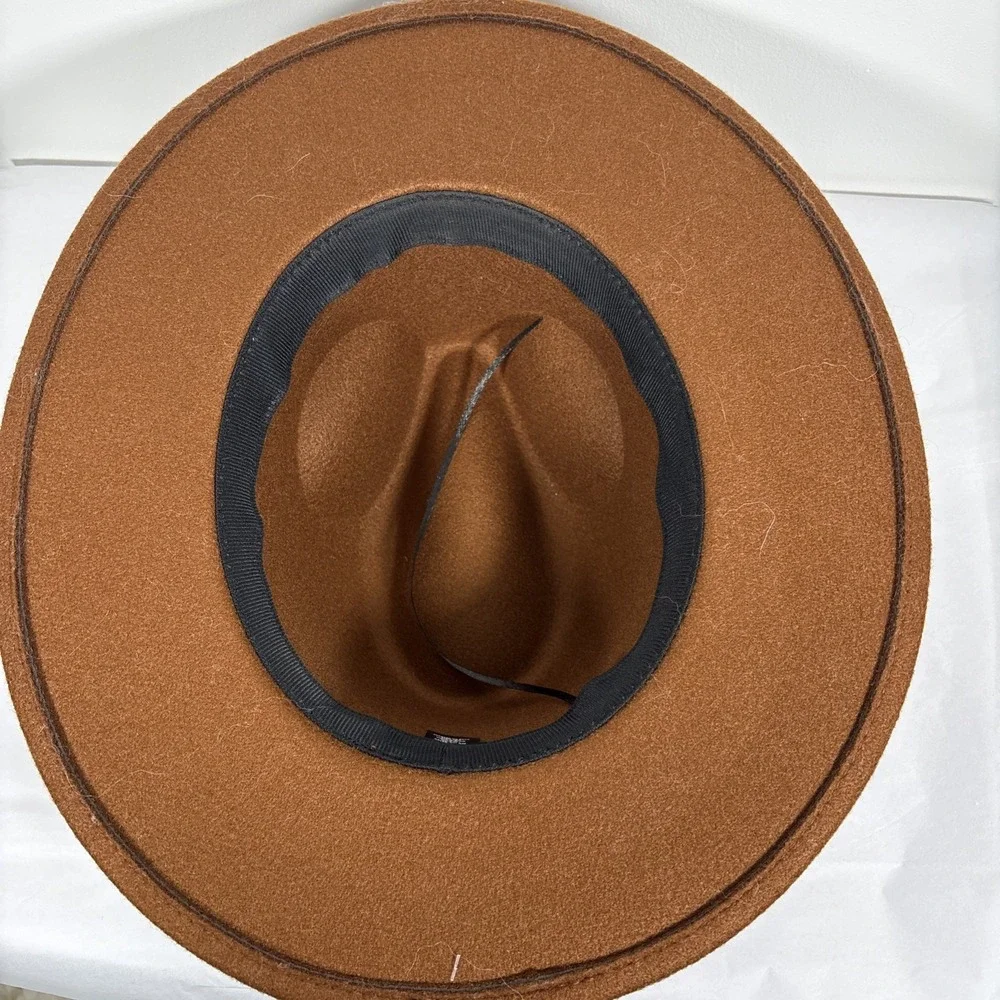 Large Wide Brim Felt Fedora Panama Cowboy Girl Hat Casual Jazz Cap Women Brown